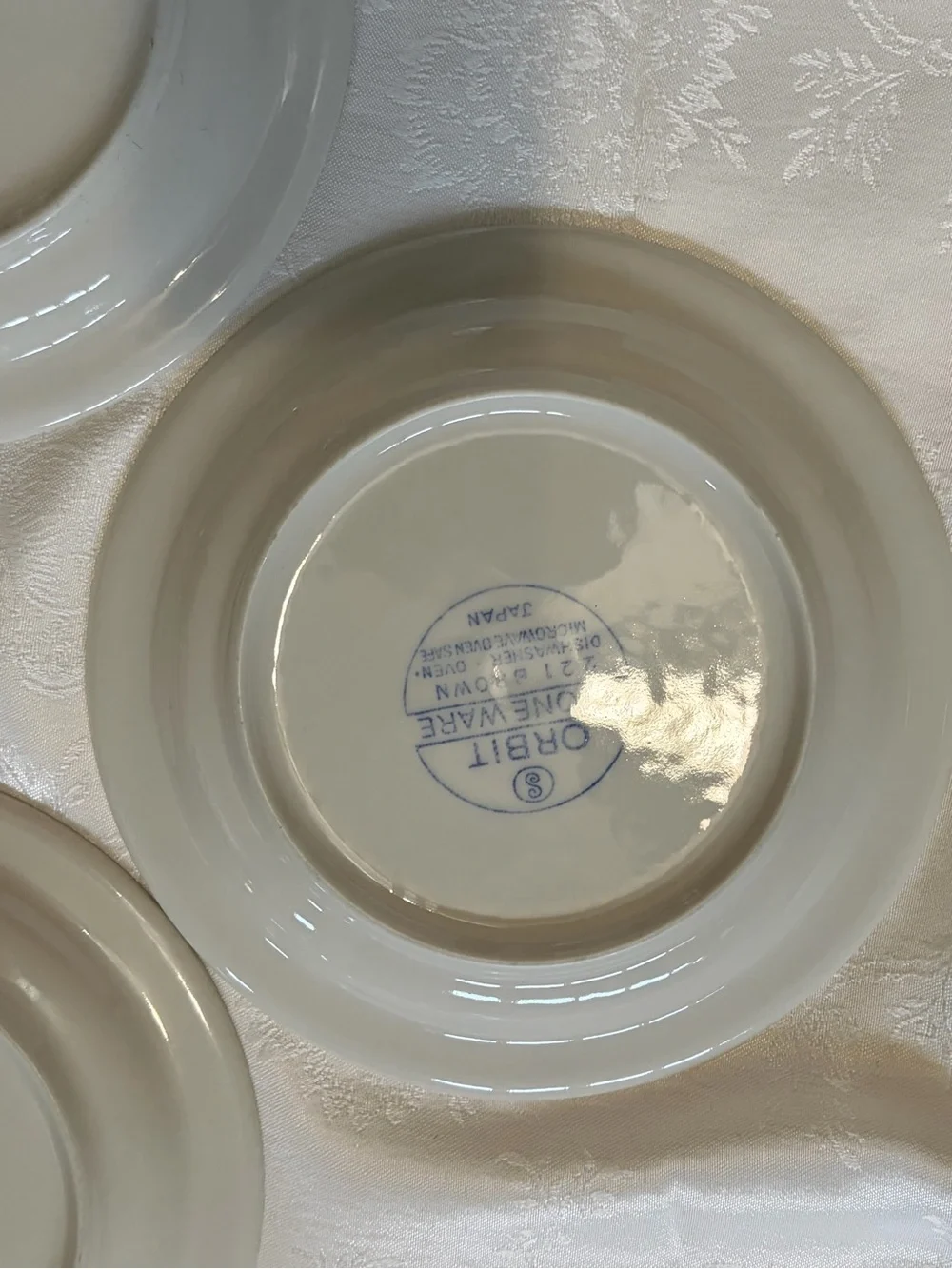 Orbit Stoneware Cream Dinner Plates Brown 221 with Double Rim
